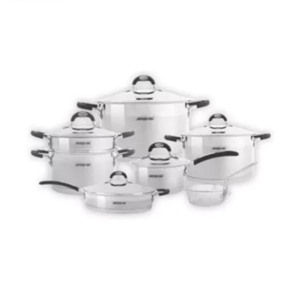 سرویس قابلمه استیل 12پارچ عرشیا SS1401-1755 55 سرویس قابلمه استیل 12 پارچه عرشیا مدل ss14014 1755 e1712779891723